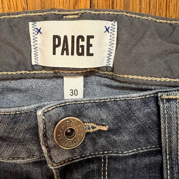 Paige Hoxton Ankle Skinny Jeans High Waist Size 30 Medium Distressed Wash - Picture 8 of 10